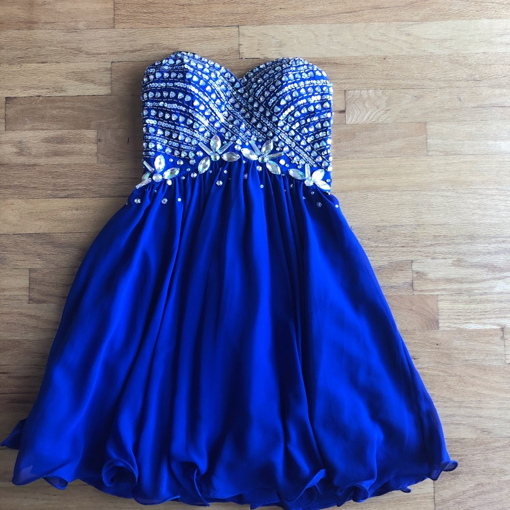 Narianna Strapless Blue Junior Homecoming Dress XS